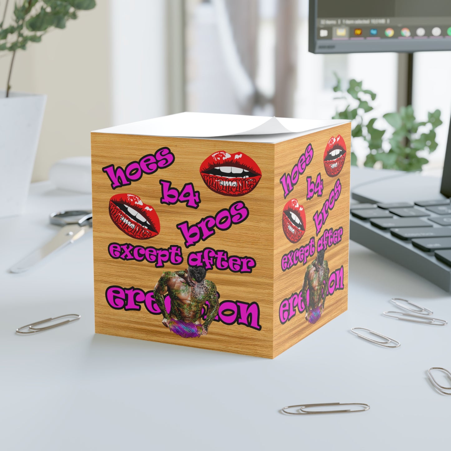 hoes b4 bros - note cube (butterscotch wood finish)