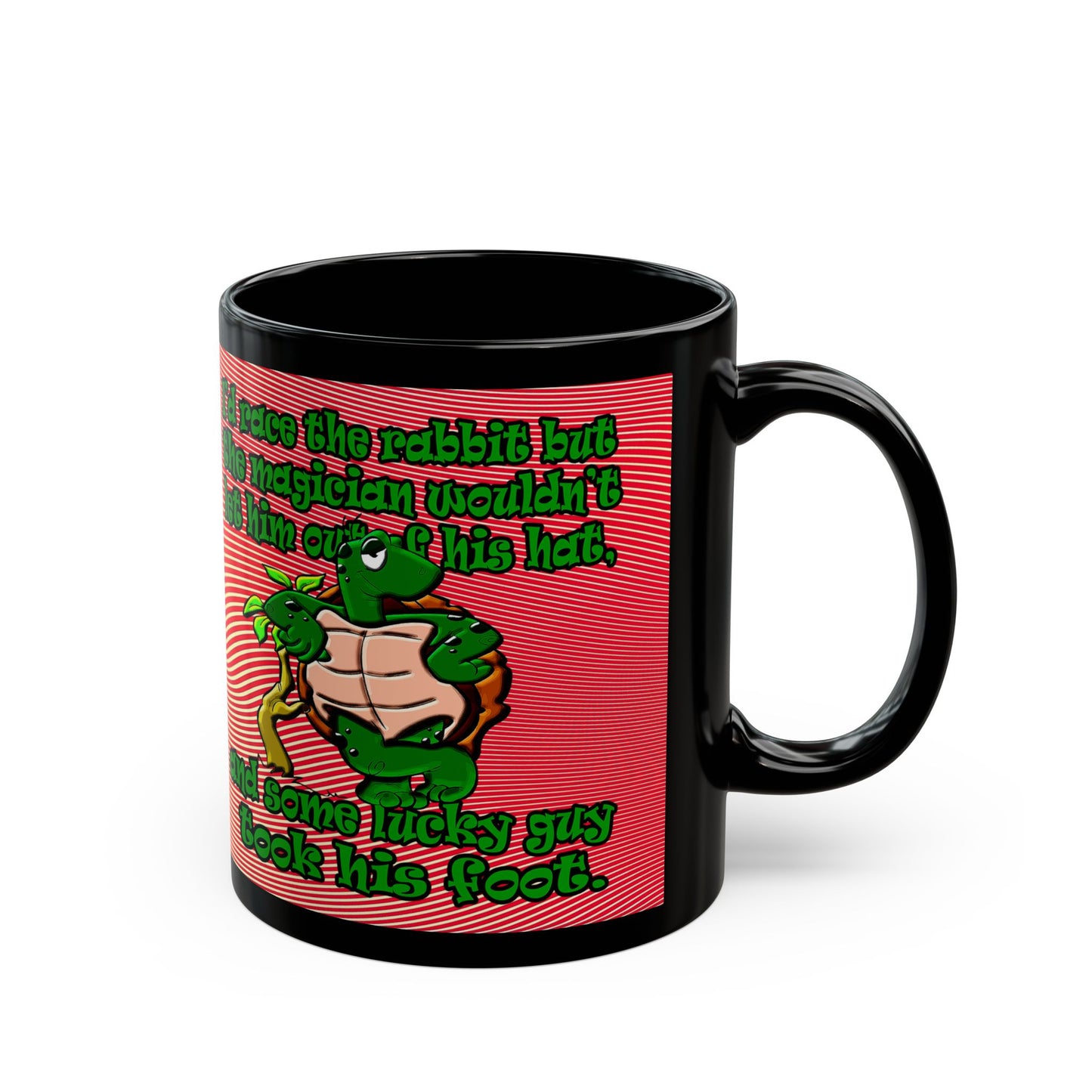 turtle race - Black Mug (yellow-orange wave)