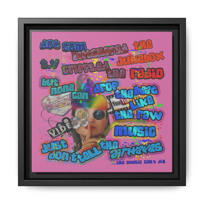 drop the beat - framed canvas art (light pink)