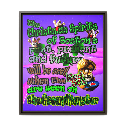 christmas spirits of boston - framed canvas art (purple-pink wave)