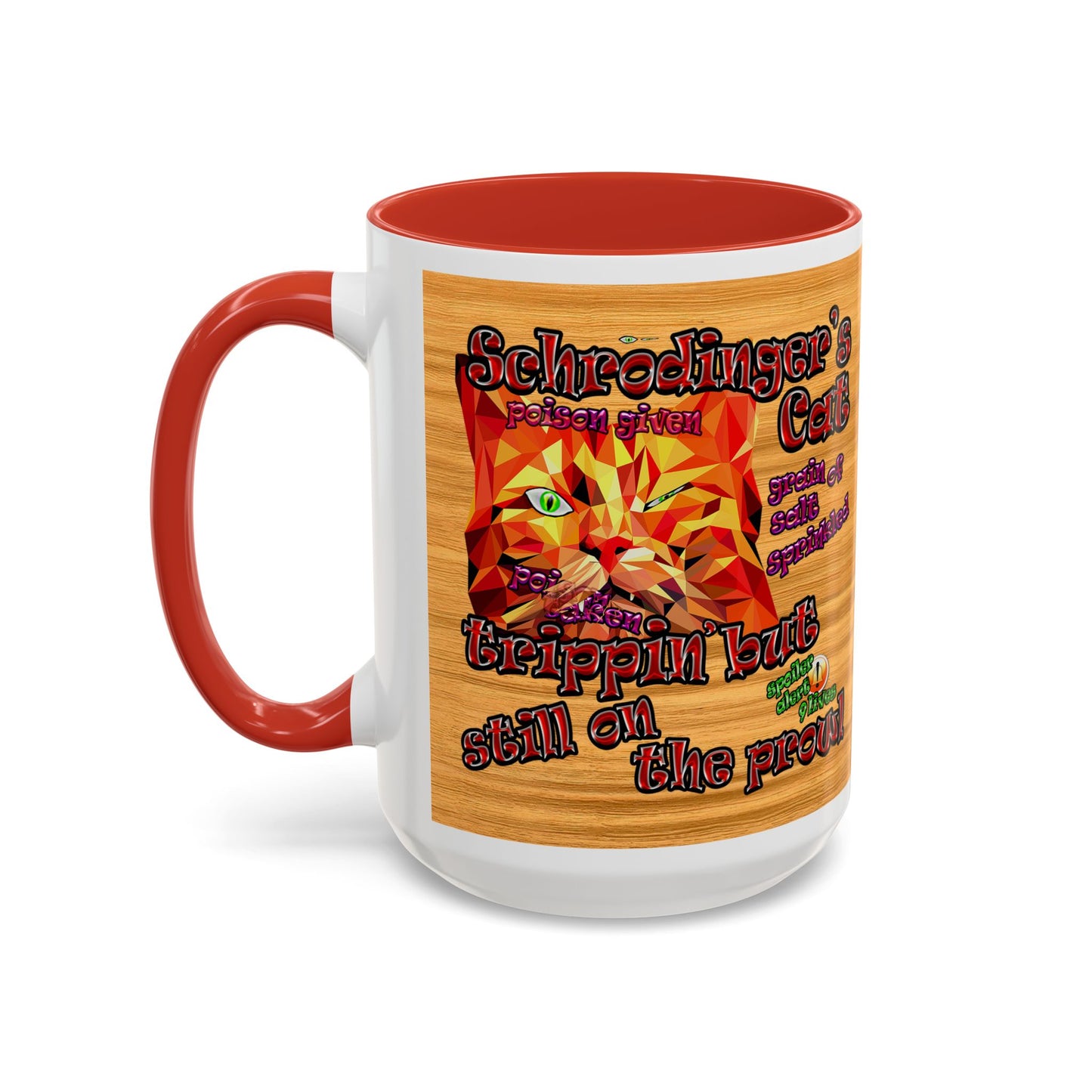 schrodinger's cat - Accent Mug (butterscotch wood finish)