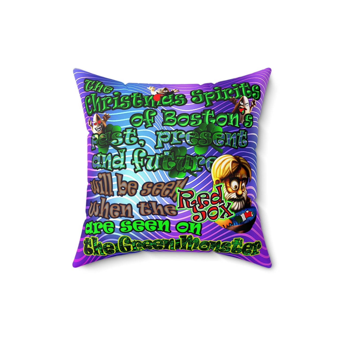christmas spirits of boston - Faux Suede Square Pillow - (purple wave)
