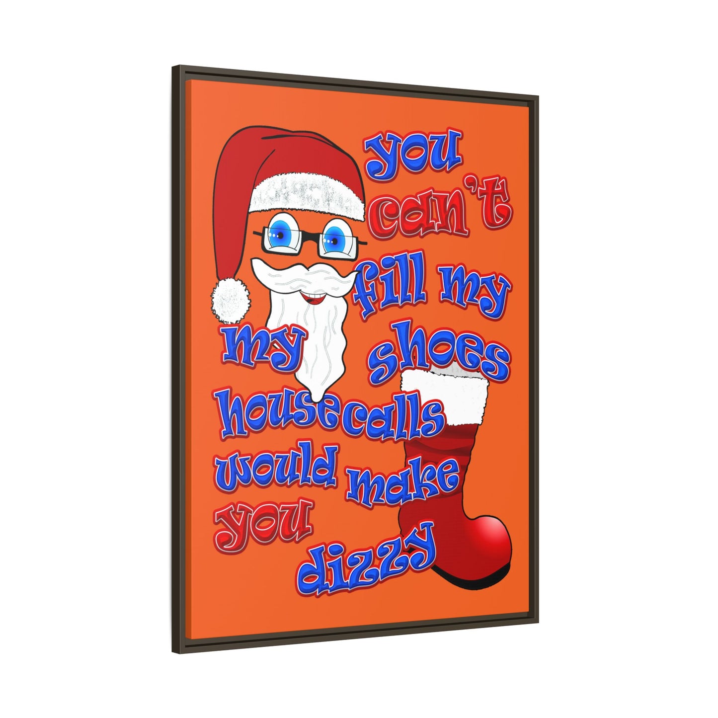 santa's shoes - framed canvas art (orange)