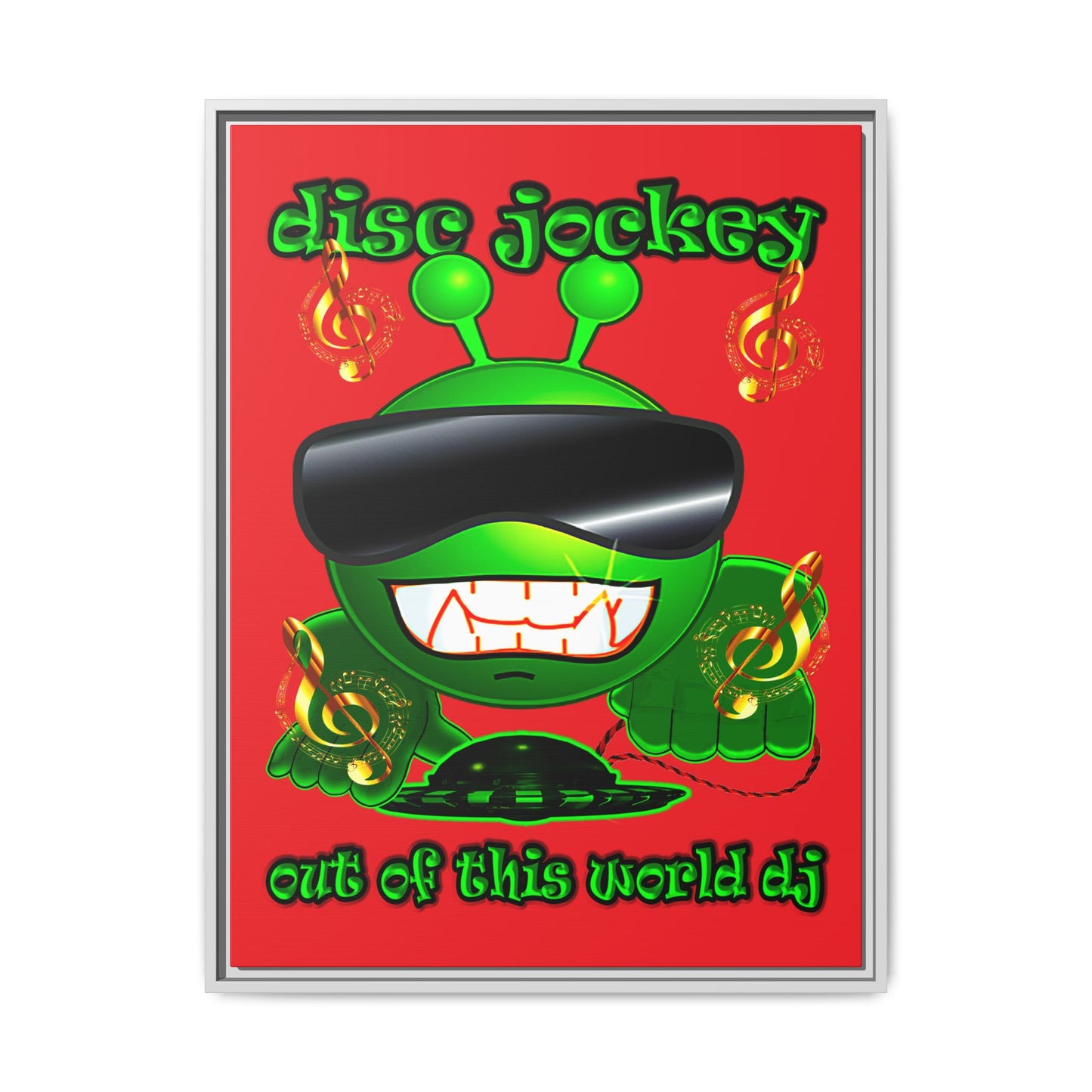 disc jockey - framed canvas art (red)