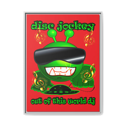 disc jockey - framed canvas art (red)