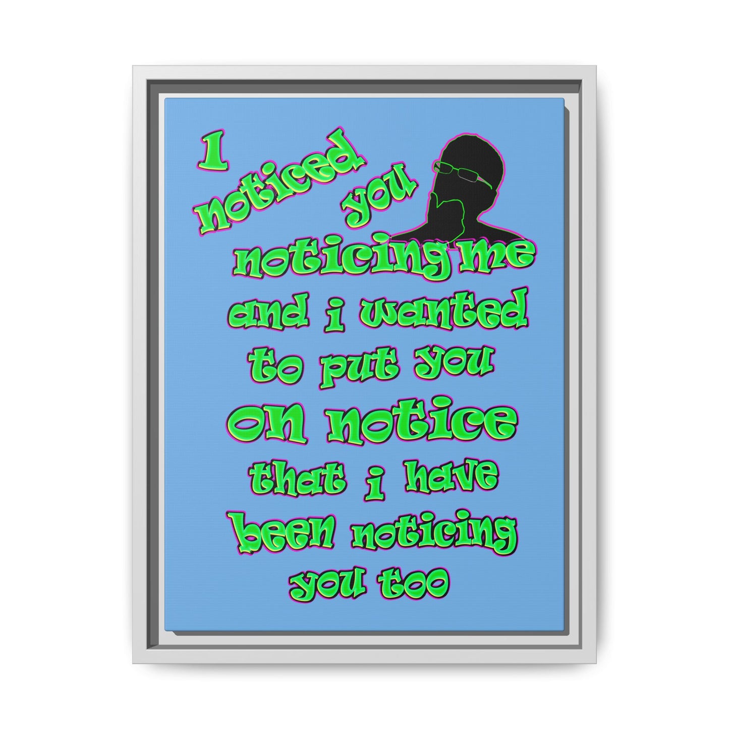 noticed you noticing - framed canvas art (light blue)