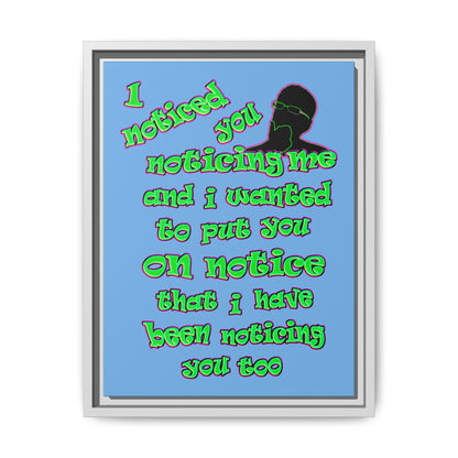 noticed you noticing - framed canvas art (light blue)