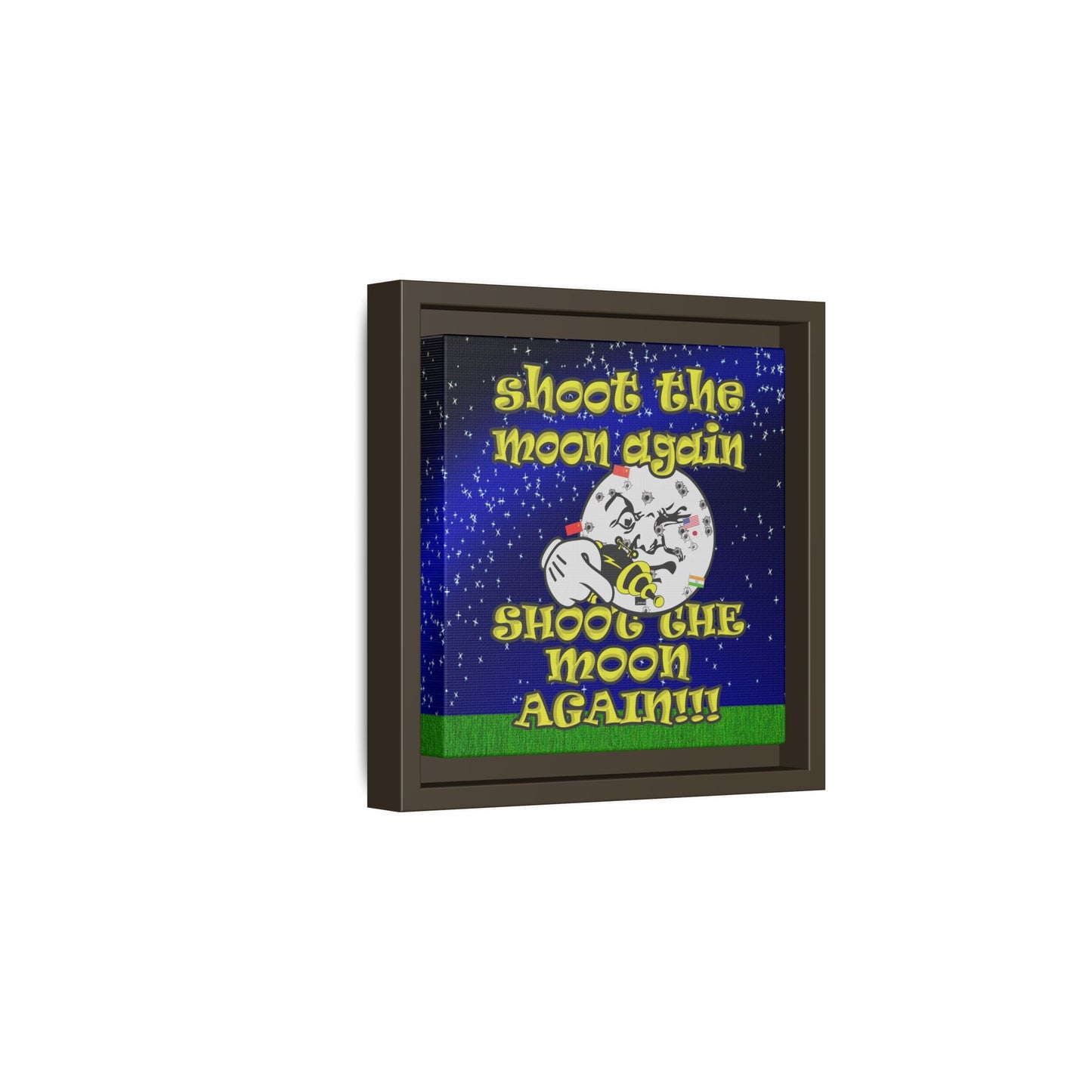 shoot the moon again - framed canvas art ('snoops' background)