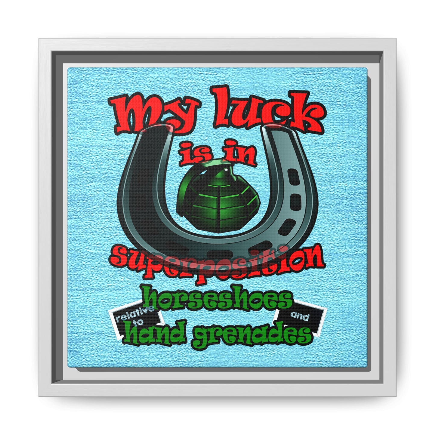 my luck - framed canvas art (faded blue)