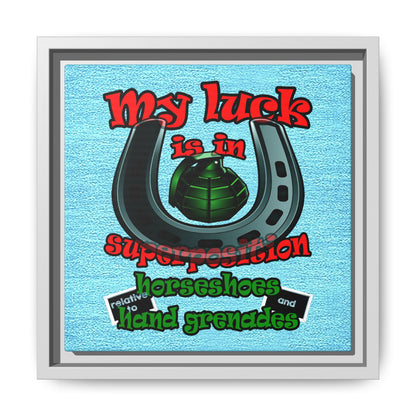 my luck - framed canvas art (faded blue)