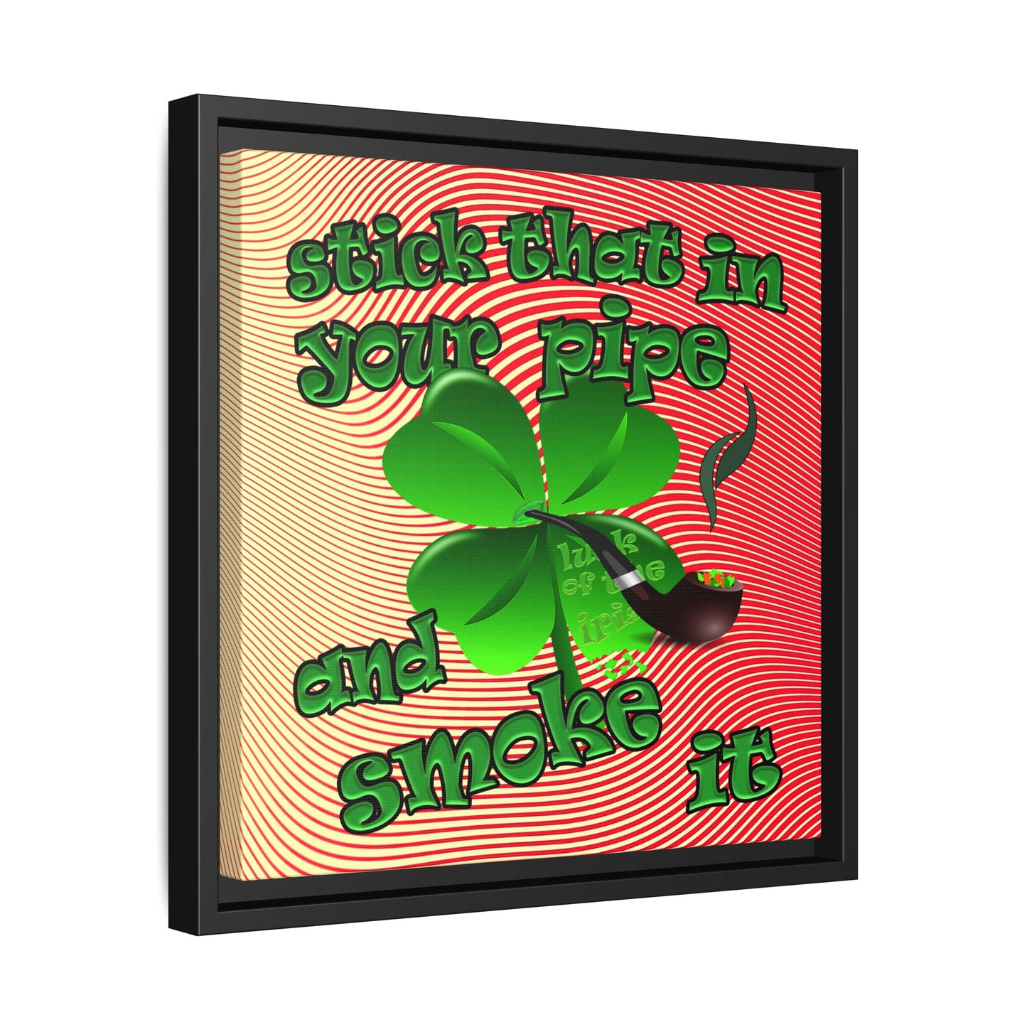 stick that in your pipe and smoke it - framed canvas art (yellow-orange wave)