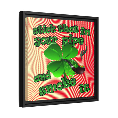 stick that in your pipe and smoke it - framed canvas art (yellow-orange wave)