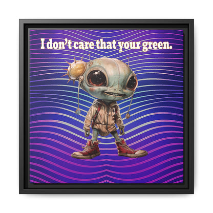 I don't care that your green - framed canvas art (purple wave)