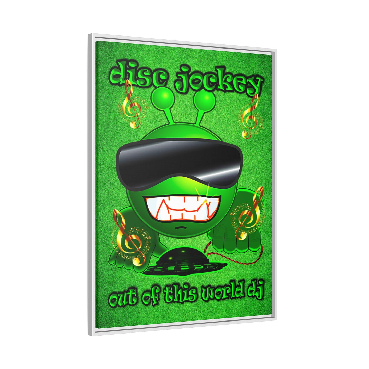 disc jockey - framed canvas art (green turf)