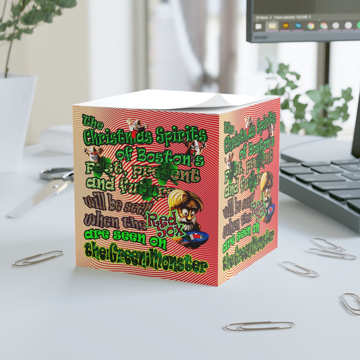 christmas spirits of boston - note cube (yellow-orange wave)