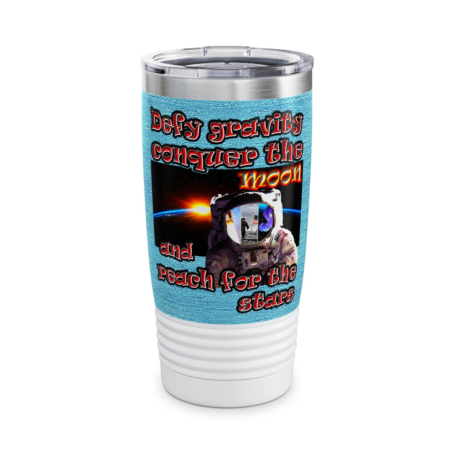 defy conquer reach - Ringneck Tumbler, 20oz (faded blue)