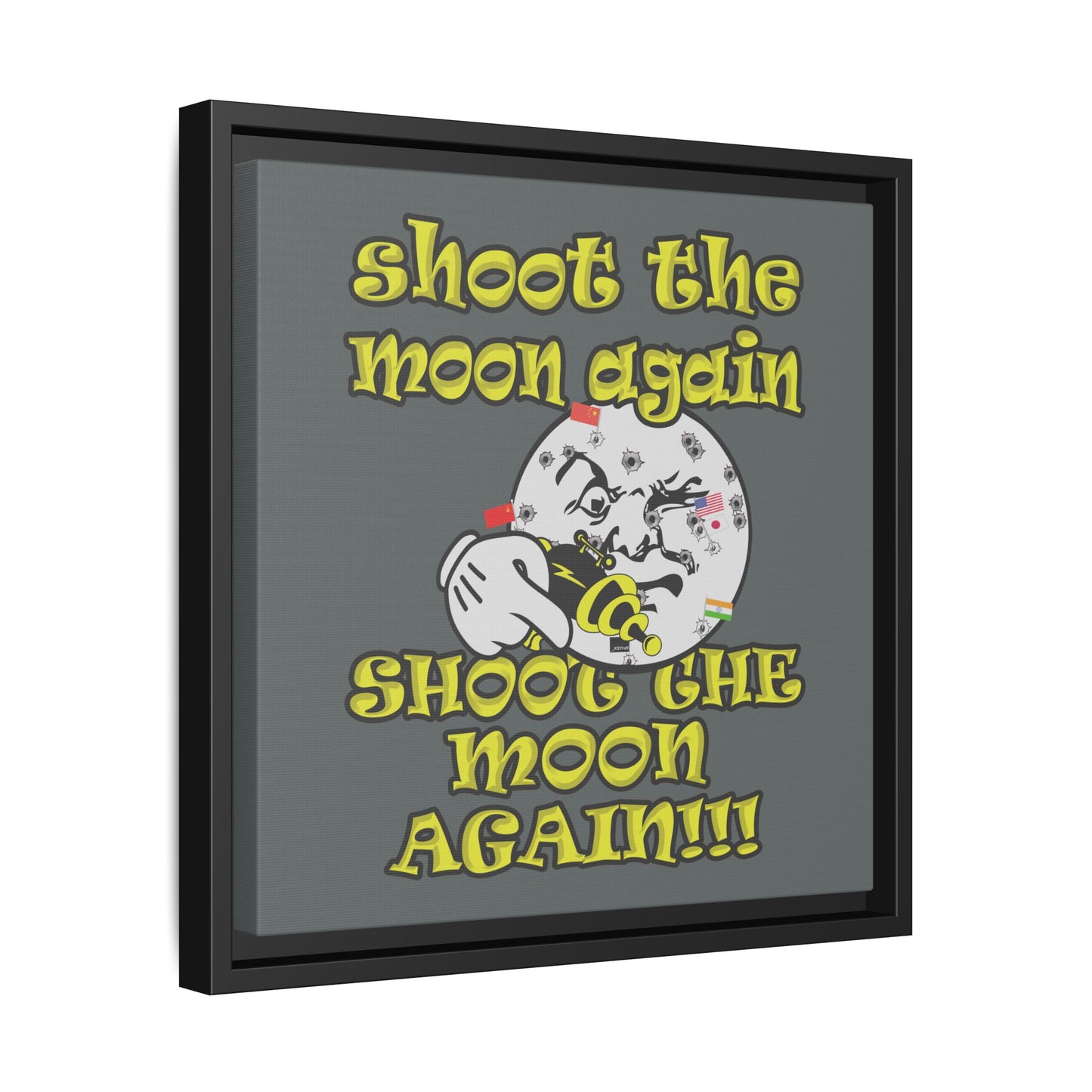 shoot the moon again - framed canvas art (dark grey)