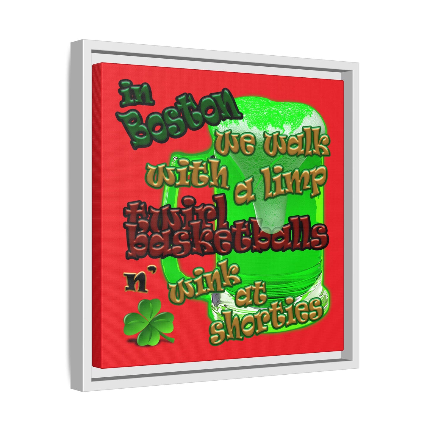 celtics logo - framed canvas art (red)