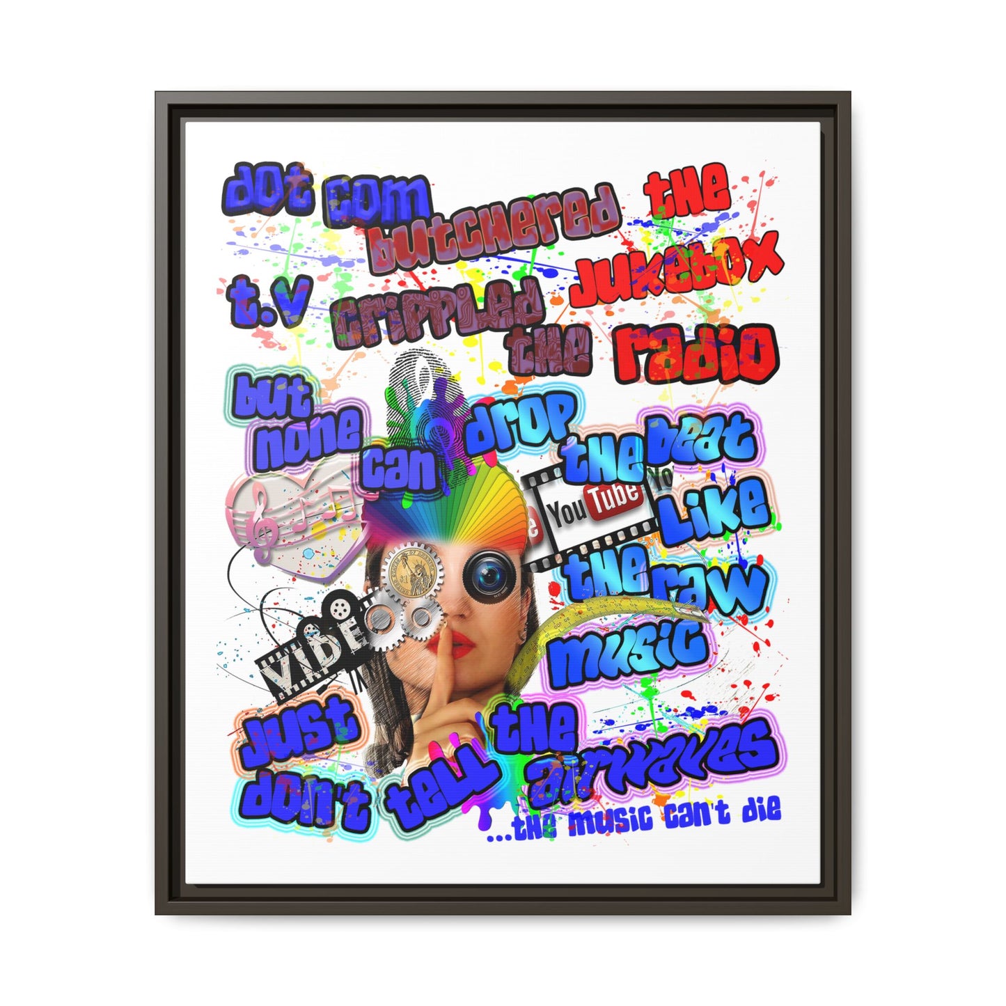 drop the beat - framed canvas art (white)