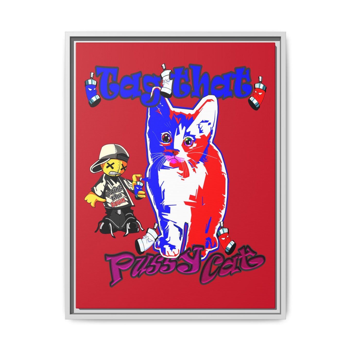 tag that - framed canvas art (dark red)