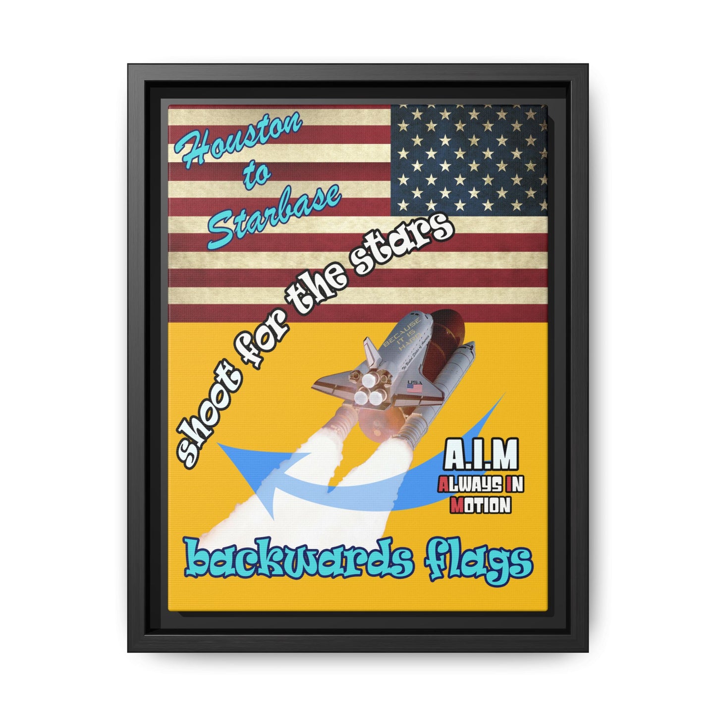 shoot for the stars - framed canvas art (yellow)