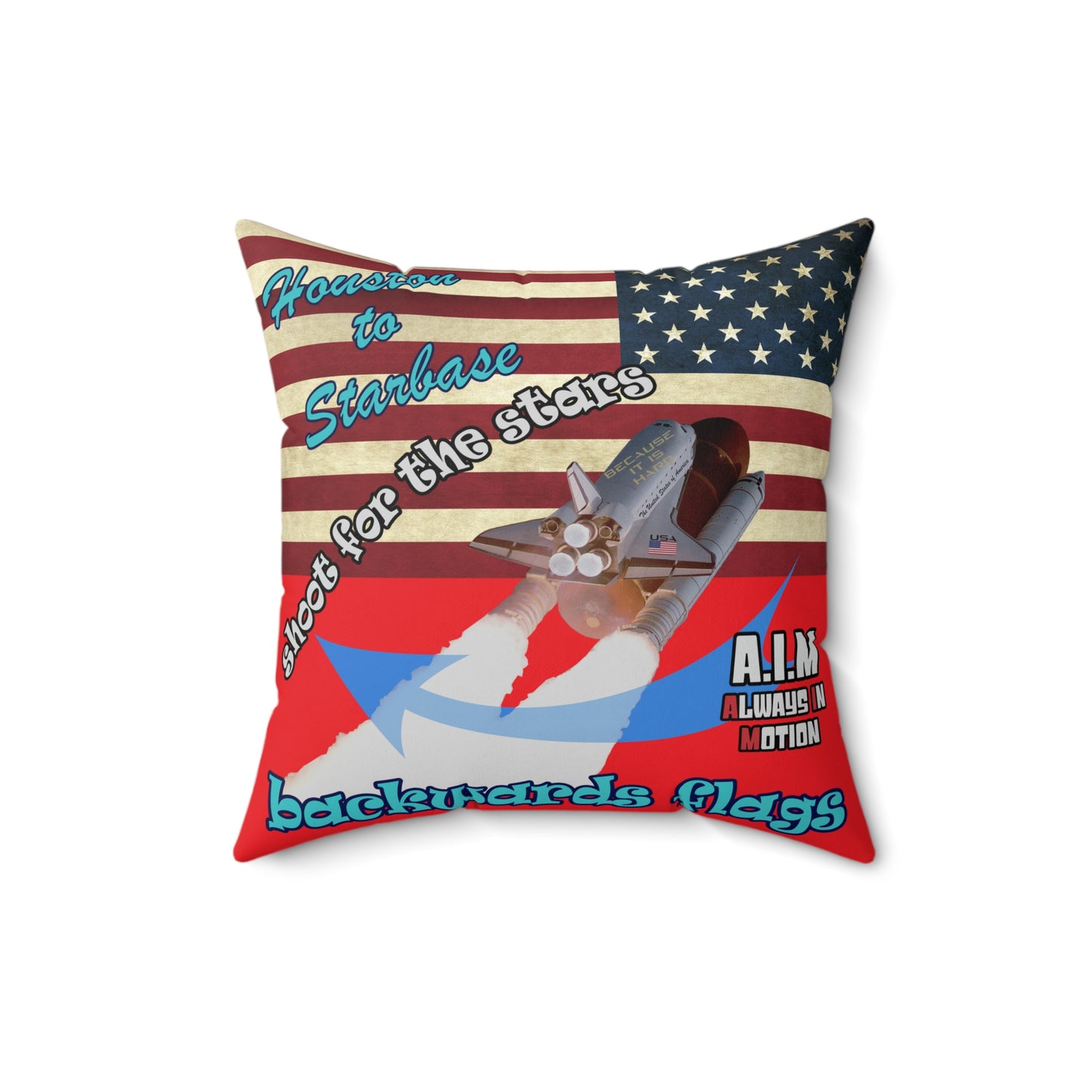 shoot for the stars - Spun Polyester Square Pillow - (red)