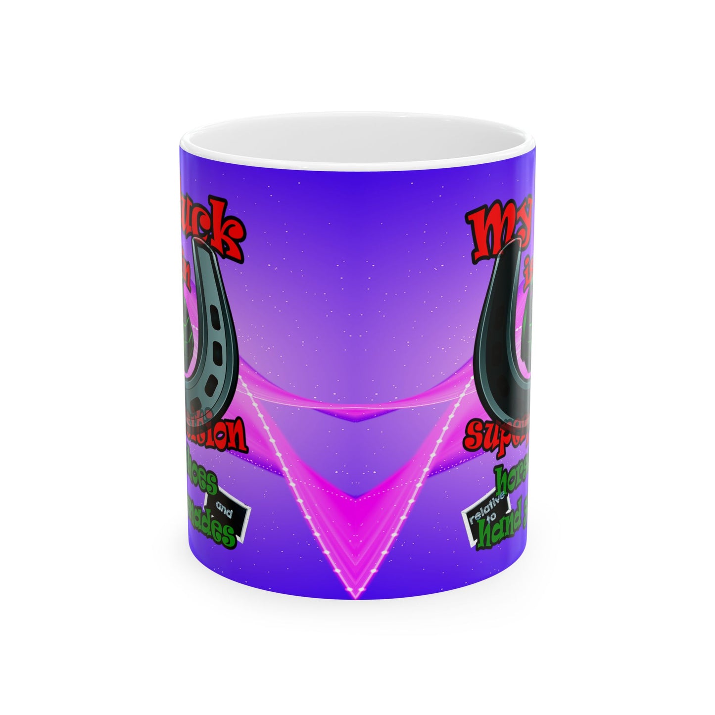 my luck - White Mug (purple-pink wave)
