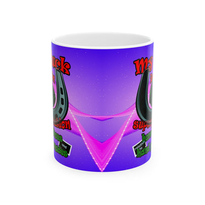 my luck - White Mug (purple-pink wave)