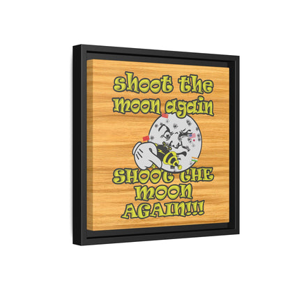 shoot the moon again - framed canvas art (butterscotch wood finish)