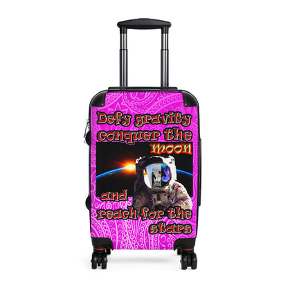 defy conquer reach - Suitcase (pink swirl)