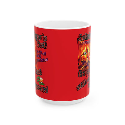 schrodinger's cat - White Mug (red)
