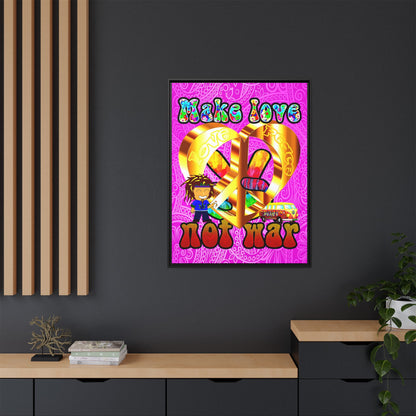 love peace - framed canvas art (pink swirl)
