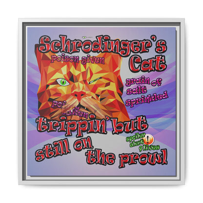 schrodinger's cat - framed canvas art (light blue-pink wave)