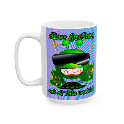 disc jockey - White Mug (light blue-purple wave)