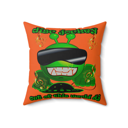 disc jockey - Faux Suede Square Pillow - (orange)