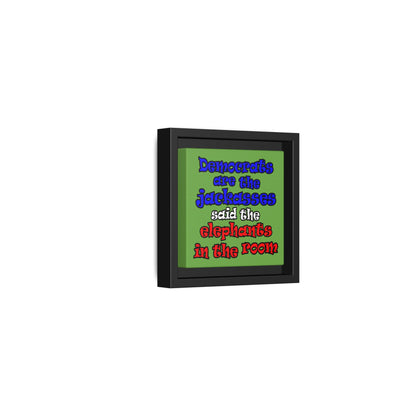 donkeys and elephants - framed canvas art (green)