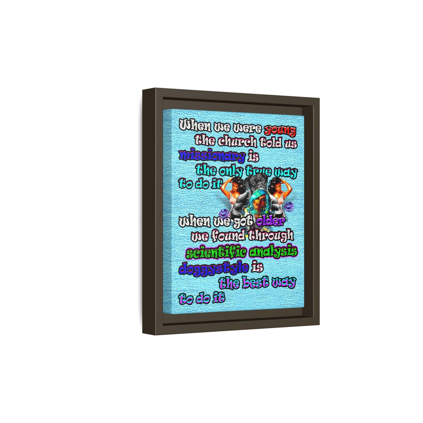 doggystyle - framed canvas art (faded blue)