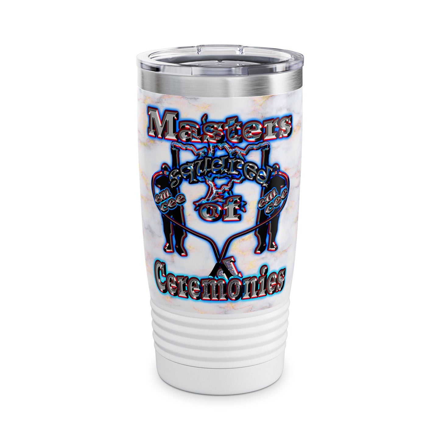 em cee squared - Ringneck Tumbler, 20oz (white marble)
