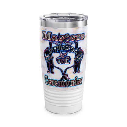 em cee squared - Ringneck Tumbler, 20oz (white marble)