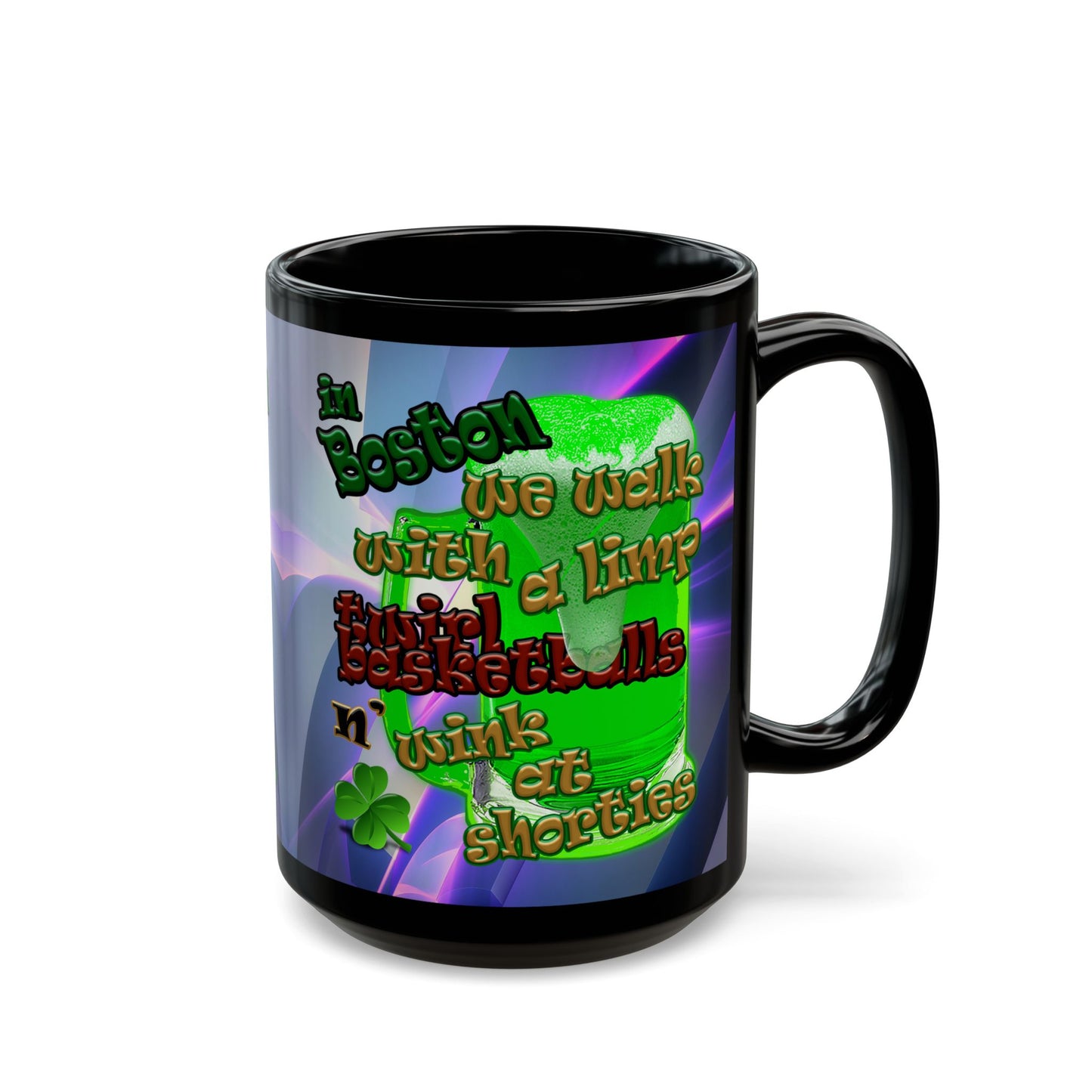 celtics logo - Black Mug (grey-pink wave)