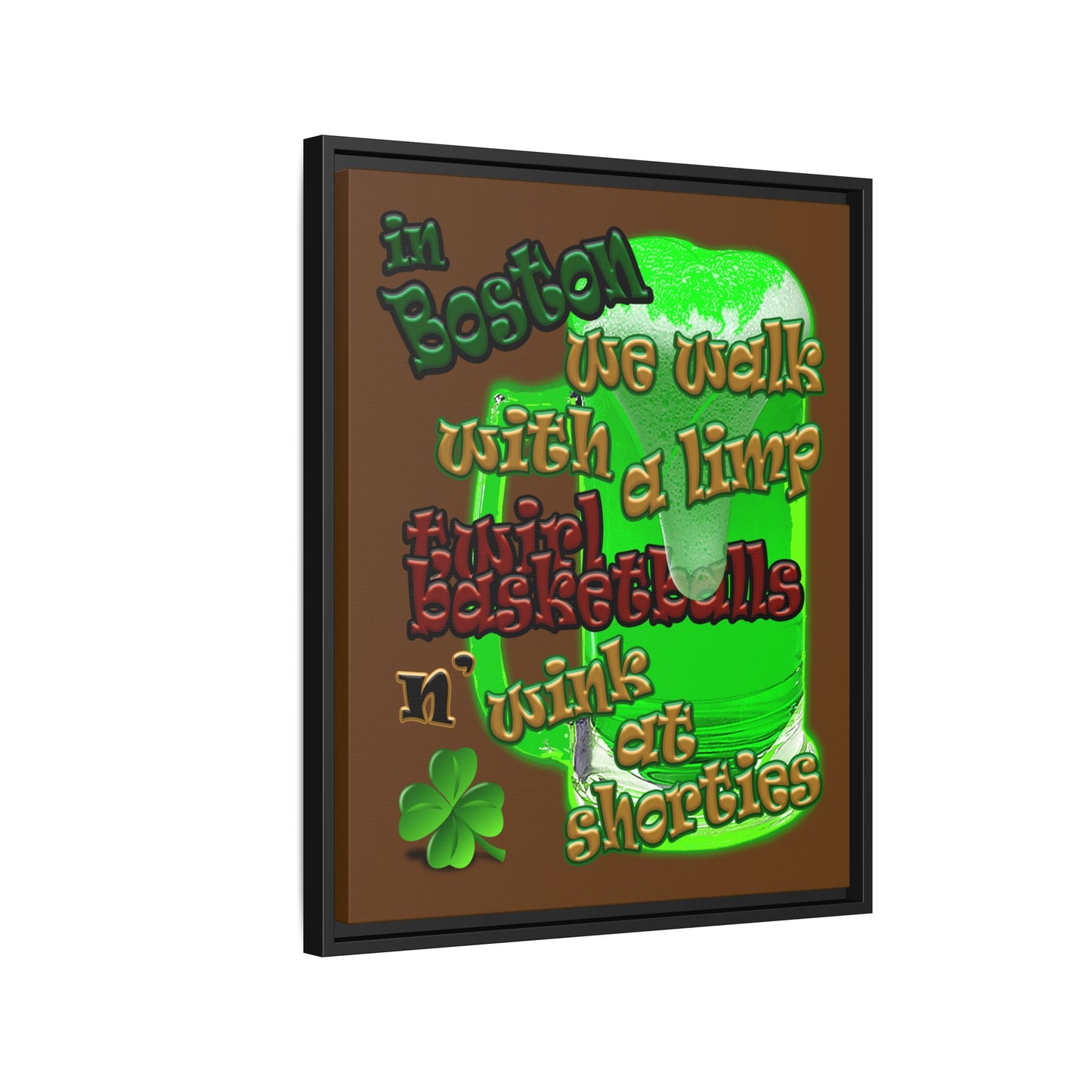 celtics logo - framed canvas art (brown)