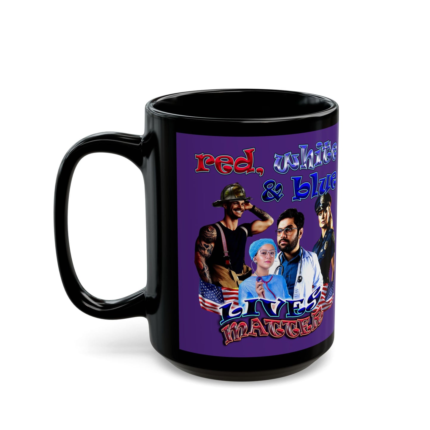 rw&b lives matter - Black Mug (purple)