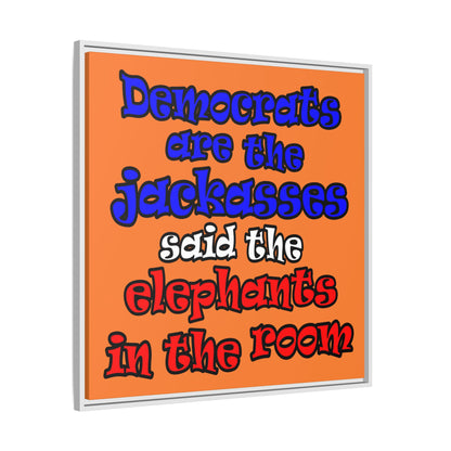 donkeys and elephants - framed canvas art (crusta)
