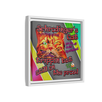 schrodinger's cat - framed canvas art (rainbow split)