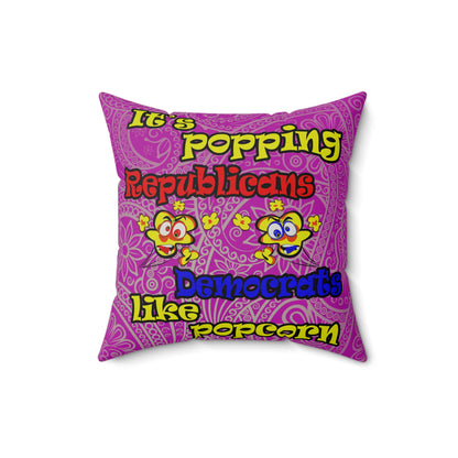 popping like popcorn - Faux Suede Square Pillow - (pink swirl)