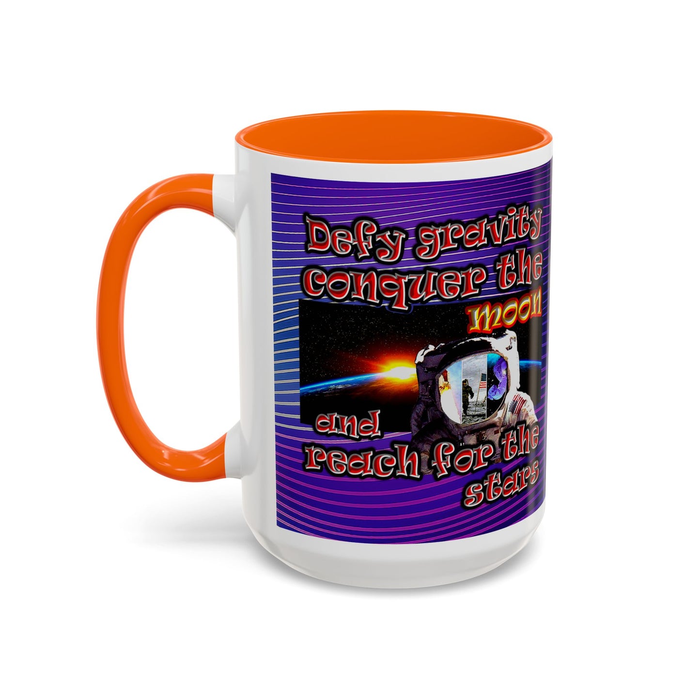 defy conquer reach - Accent Mug (purple wave)