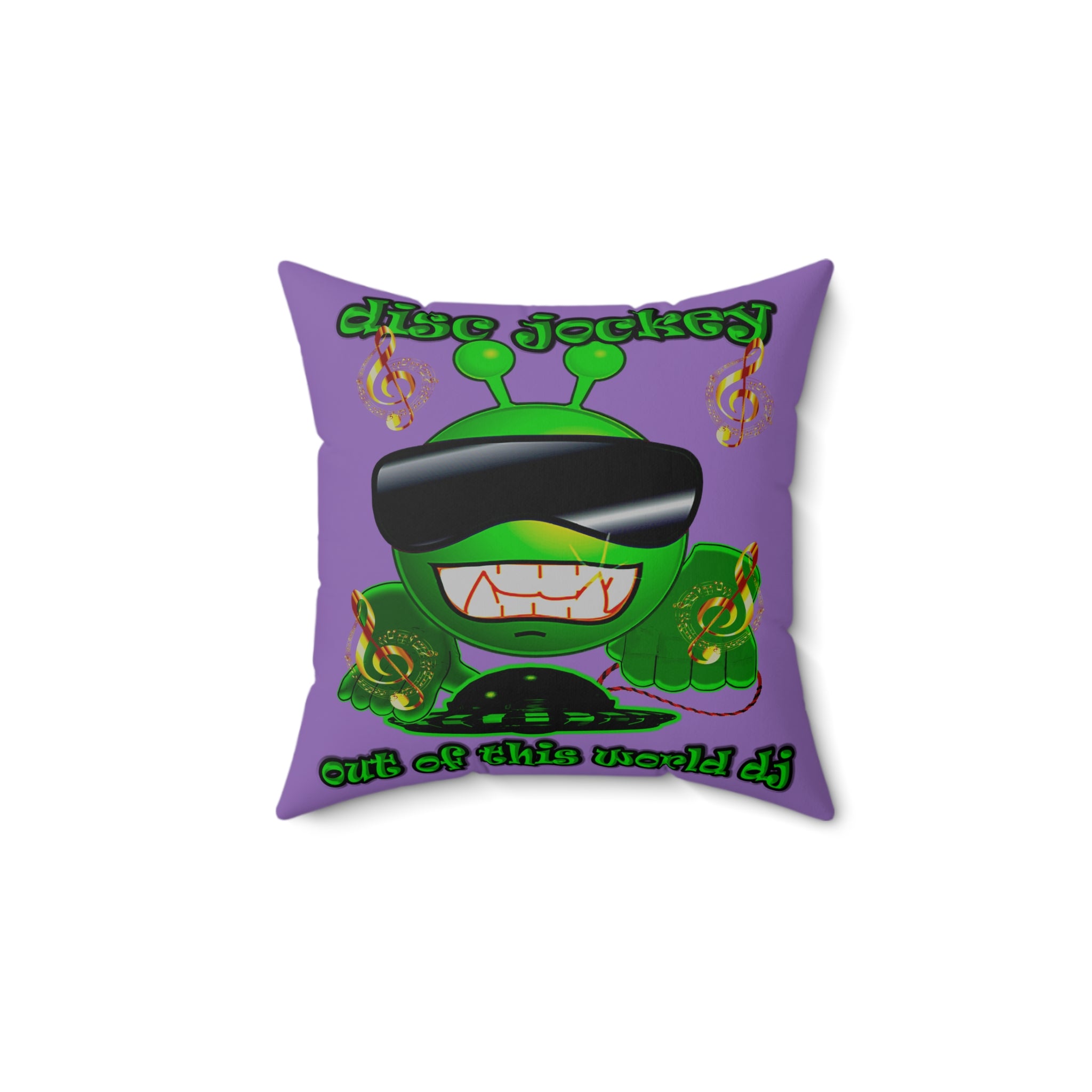 disc jockey - Spun Polyester Square Pillow - (light purple)