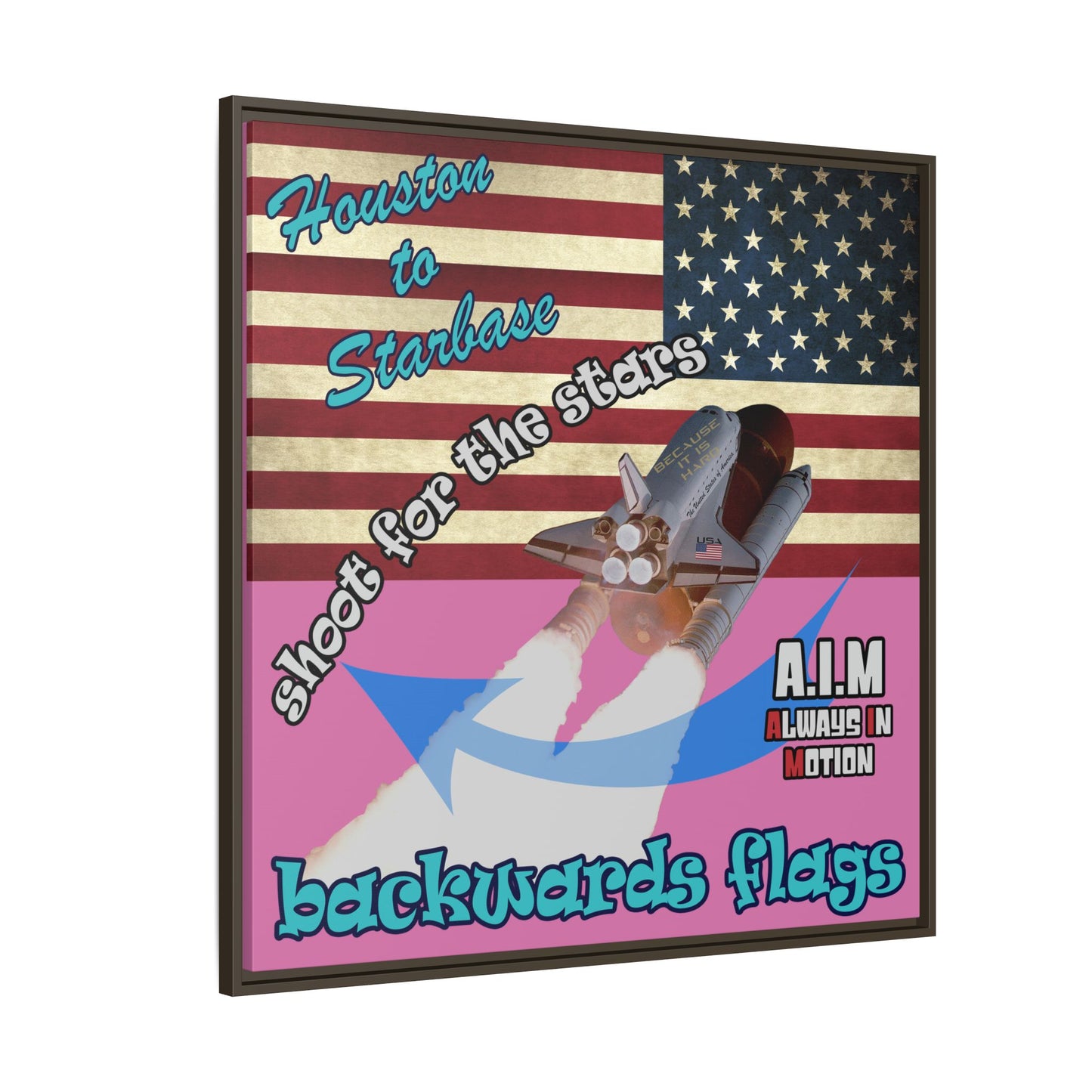 shoot for the stars - framed canvas art (light pink)