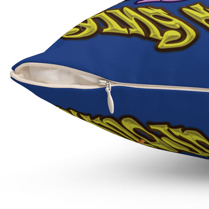 the bum's shit - Spun Polyester Square Pillow - (dark blue)