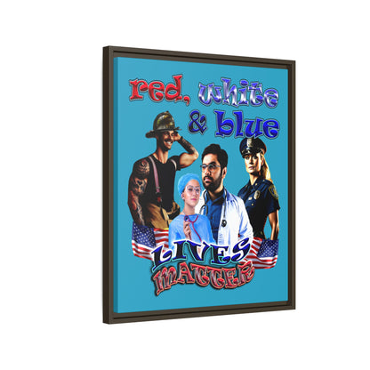 rw&b lives matter - framed canvas art (turquoise)